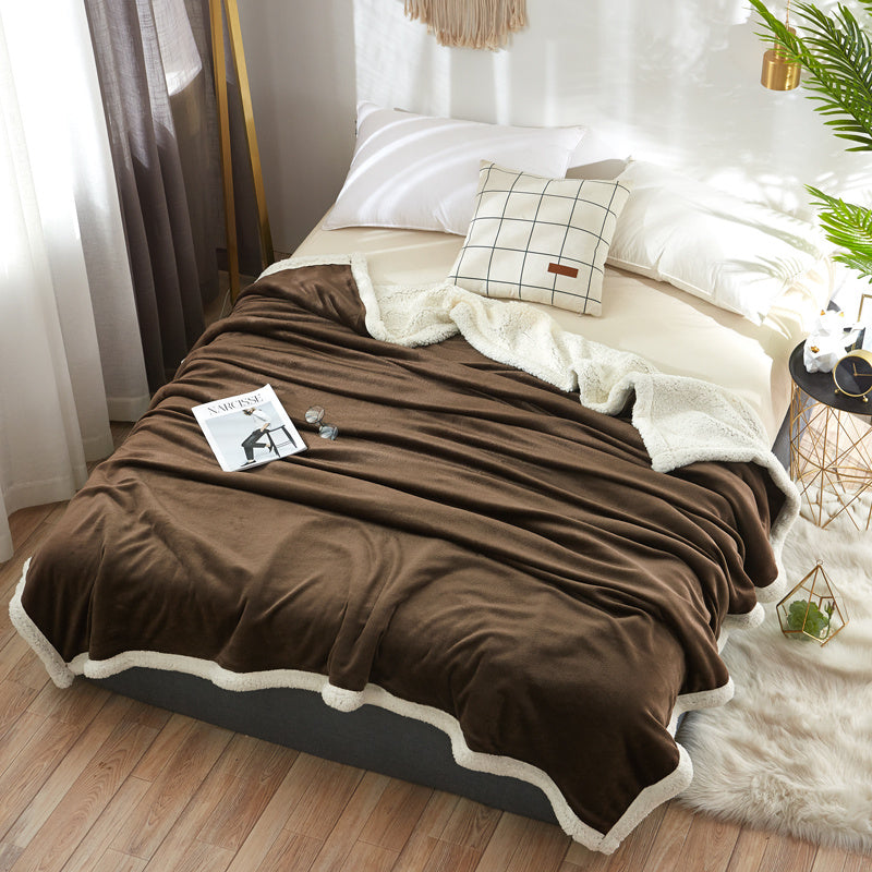 Household Pure Color Double Layer Flannel Blanket