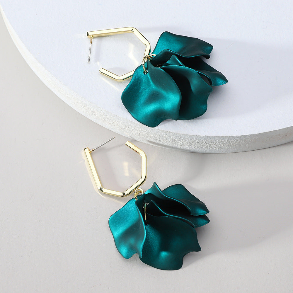 Acrylic Rose Petals Romantic Dangle Earrings