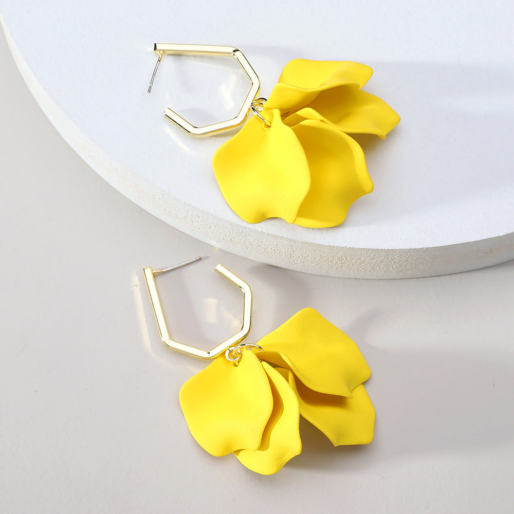 Acrylic Rose Petals Romantic Dangle Earrings