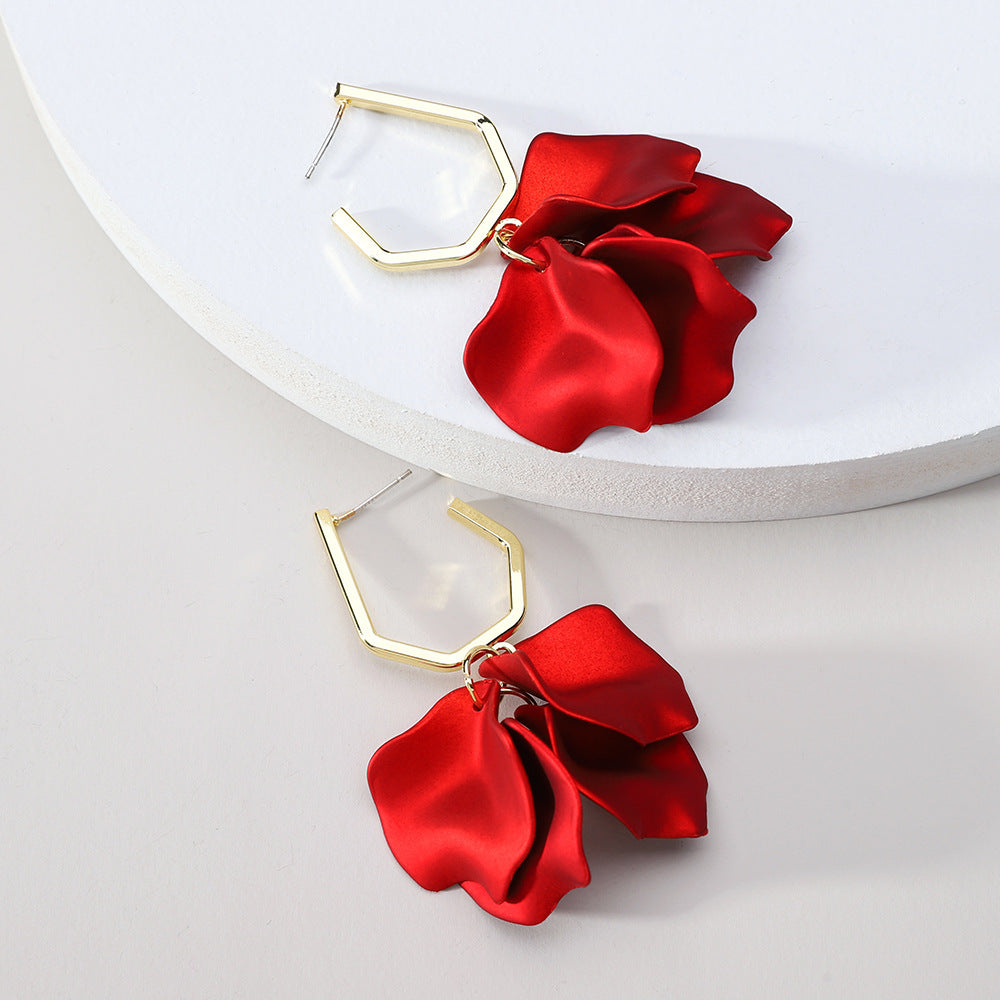 Acrylic Rose Petals Romantic Dangle Earrings