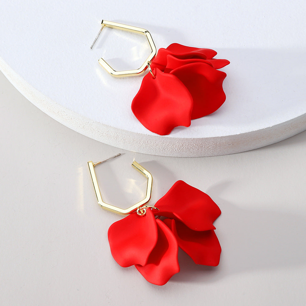 Acrylic Rose Petals Romantic Dangle Earrings