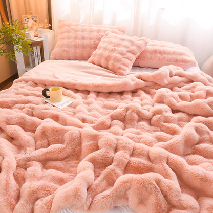 Rabbit Velvet Blanket Thickened Double-sided Fleece Bedroom Cover Blanket