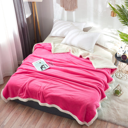 Household Pure Color Double Layer Flannel Blanket