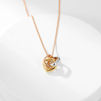 Square Three-color Ring Necklace Interlocking Clavicle Chain