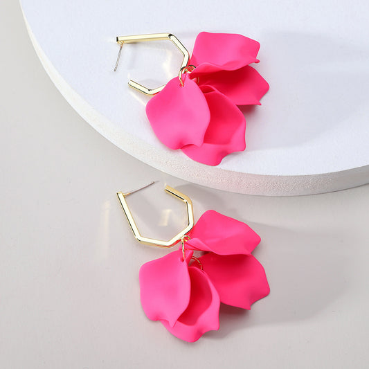 Acrylic Rose Petals Romantic Dangle Earrings