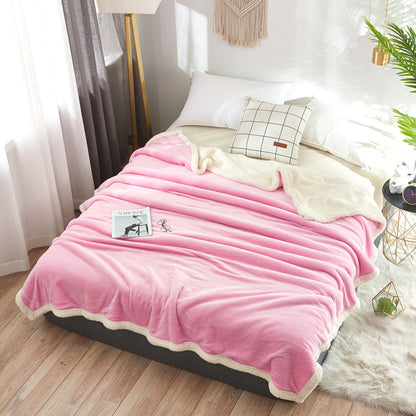 Household Pure Color Double Layer Flannel Blanket