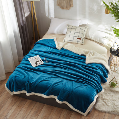 Household Pure Color Double Layer Flannel Blanket